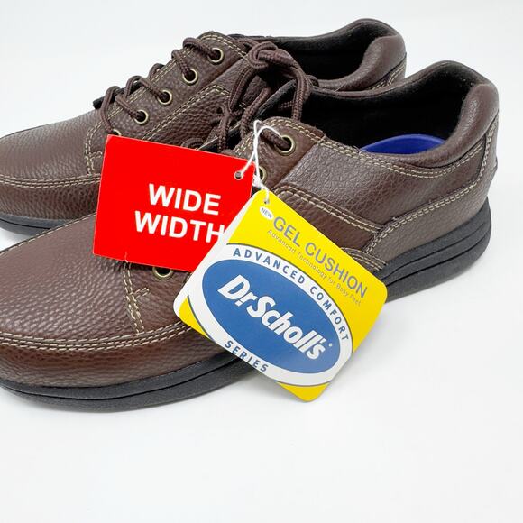 NWT Dr. Scholl\'s Men\'s Wide Width Gel Cushion Lace Up Brown Loafer Shoe 8.5 main image 8